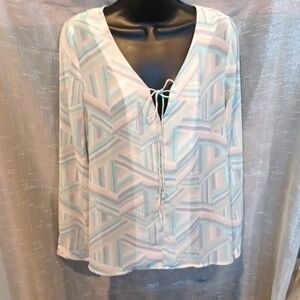 Anna Grace Tunic Top, Peach, Mint, Size S. Semi-sheer,  comfy